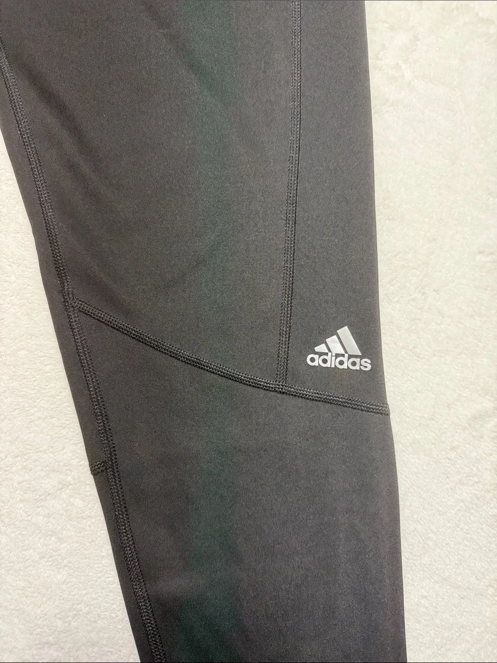 adidas Black Athletic Leggings with Silver Logo